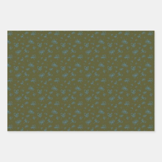 Papierblätter für weibliche Blüten und Streifen Geschenkpapier Set (Vorderseite 3)