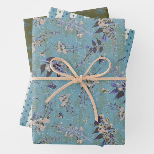 Papierblätter für weibliche Blüten und Streifen Geschenkpapier Set (Beispiel)