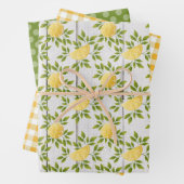 Papierblätter für Zitronen, Kariert, grüne Punkte Geschenkpapier Set (Beispiel)