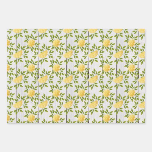 Papierblätter für Zitronen, Kariert, grüne Punkte Geschenkpapier Set (Vorderseite)