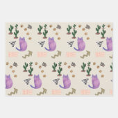 Papierblätter Katzenfisch Kakteen Meow Geschenkpapier Set (Vorderseite)