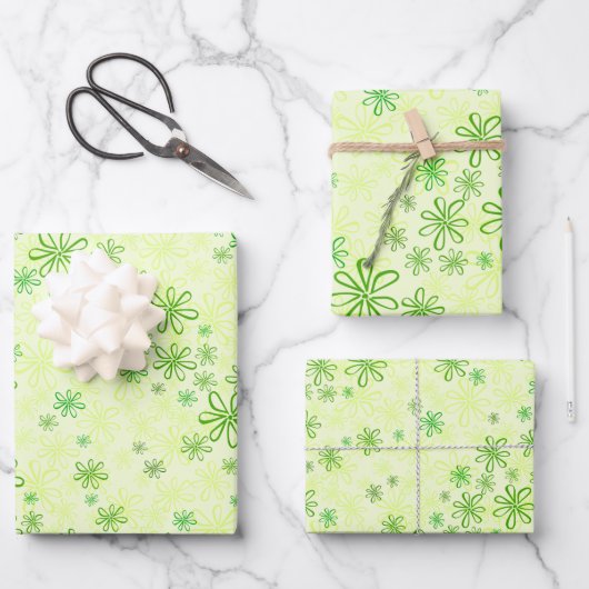 Papierblätter mit Blumenmuster Geschenkpapier Set (Vorderseite)