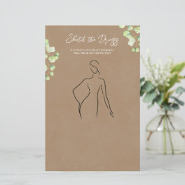 Papierblätter mit dem Spiel "Skizze das Kleid".