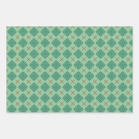 Papierblätter mit Schneeflocken, Set 3pic Geschenkpapier Set (Vorderseite)