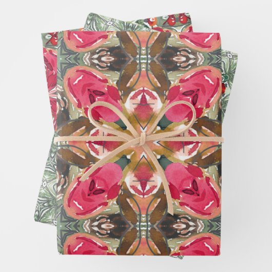 Papierblätter - modernes Weihnachtsdesign Geschenkpapier Set (Beispiel)