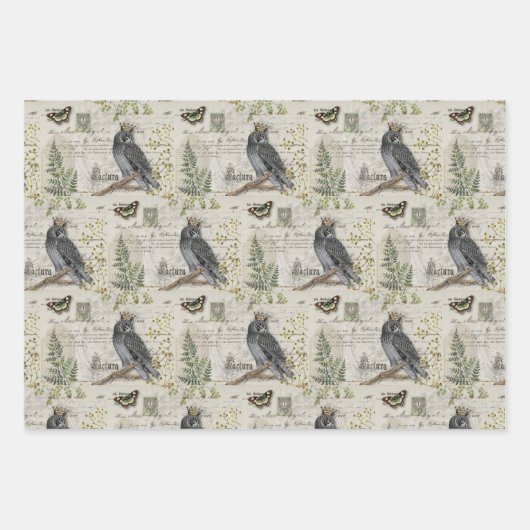 Papierblätter - Muster Beige Blau Geschenkpapier Set (Vorderseite 2)