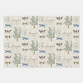 Papierblätter - Muster Beige Blau Geschenkpapier Set (Vorderseite)