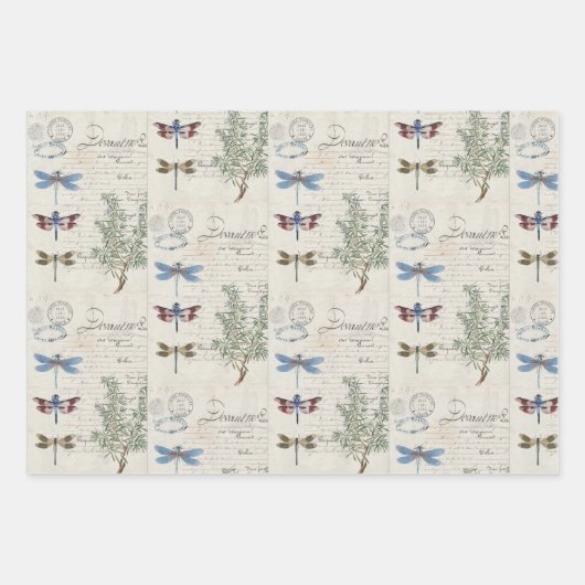 Papierblätter - Muster Beige Blau Geschenkpapier Set (Vorderseite)