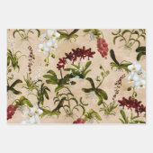 Papierblätter - Muster für Orchideen in Biege Geschenkpapier Set (Vorderseite 2)