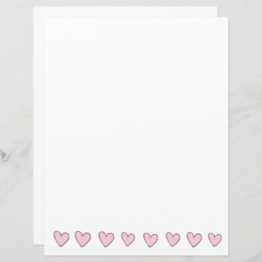 Papierblätter - rosa Herzen (Vorne/Hinten)