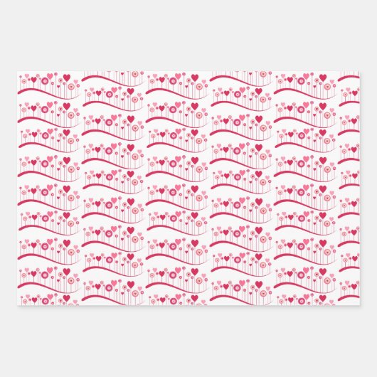 Papierblätter umhüllen Valentinins rosa rote Herze Geschenkpapier Set (Vorderseite 3)