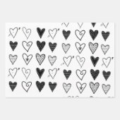 Papierblätter umhüllen Valentinins schwarze Herzen Geschenkpapier Set (Vorderseite 3)