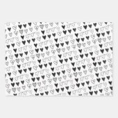 Papierblätter umhüllen Valentinins schwarze Herzen Geschenkpapier Set (Vorderseite)