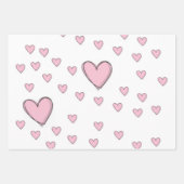 Papierblätter umhüllen Valentins rosa Herzen Geschenkpapier Set (Vorderseite)
