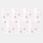 Papierblätter umhüllen Valentins rosa Herzen Geschenkpapier Set (Vorderseite 3)