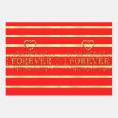 Papierblätter umhüllen Valentins rote Herzen Geschenkpapier Set (Vorderseite 3)