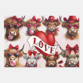 Papierblätter umhüllen Valentins rote Herzen Geschenkpapier Set (Vorderseite 2)