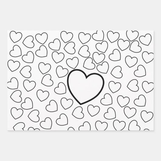 Papierblätter Valentinins weiße Herzen Geschenkpapier Set (Vorderseite 2)