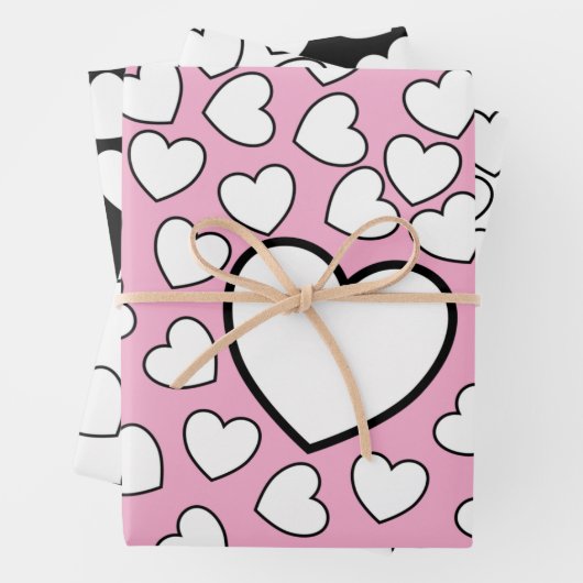Papierblätter Valentinins weiße Herzen Geschenkpapier Set (Beispiel)