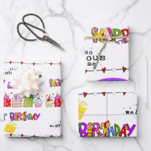 Papierblätter Valentins Glückwunsch zum Geburtstag Geschenkpapier Set