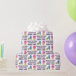 Papierblätter zum Geburtstag der 80er Jahre Geschenkpapier