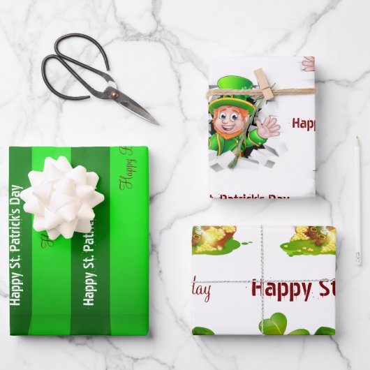 Papierblätter zum Geburtstag von St. Patrick Geschenkpapier Set (Vorderseite)