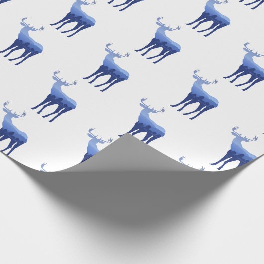 Papierblauer Hirsch/Elch Geschenkpapier (Ecke)