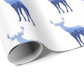 Papierblauer Hirsch/Elch Geschenkpapier (Rolleneckpunkt)