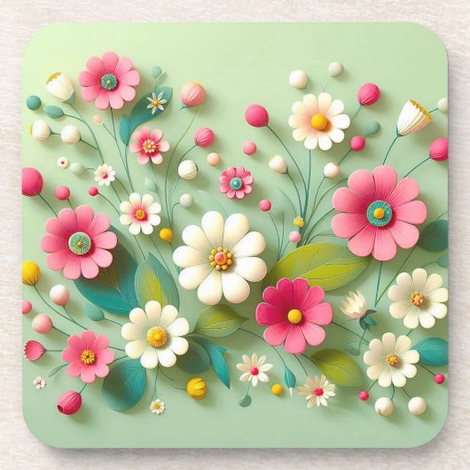 Papierblumen Getränkeuntersetzer (Vorderseite)