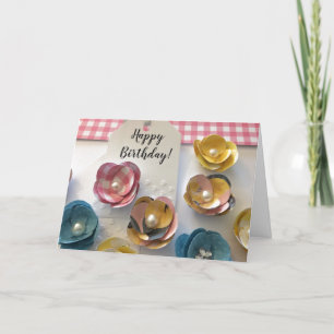 Papierblumen zum Geburtstag Karte
