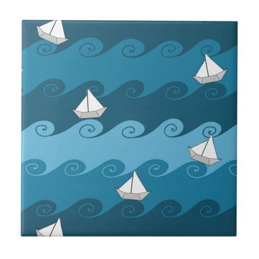 Papierboot-Muster Fliese (Vorderseite)