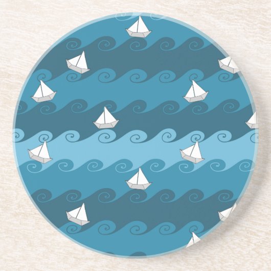 Papierbootmuster Sandstein Untersetzer (Vorne)