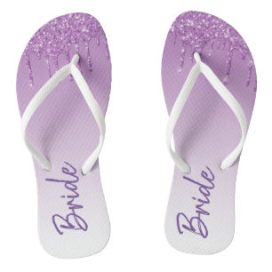 Papierbrücke aus Lila Glitzer Badesandalen