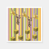 Papierbücher, Bananen, Affen Streifen Serviette (Vorderseite)