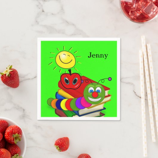 Papierbücher, Buchwürmer, Bücher, Apple, Grüne Serviette (Beispiel)