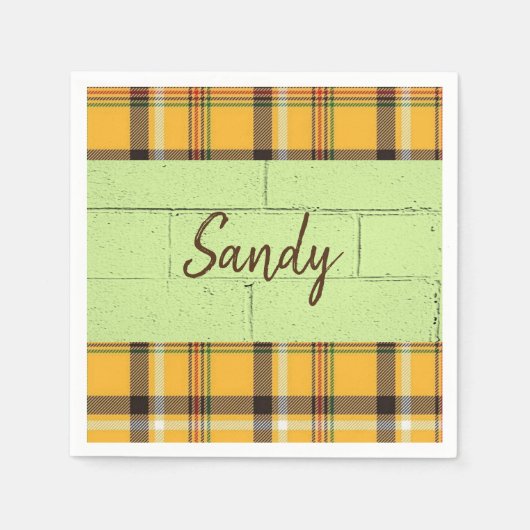 Papierbücher, Kariert gelb Serviette (Vorderseite)