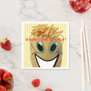 Papierbücher, Kartoffeln, Pommes frites, gelber St Serviette