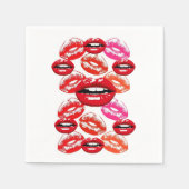 Papierbücher, Rosa und Roter Lipstick Napkins Serviette (Vorderseite)