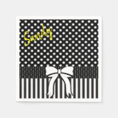 Papierbücher, Schwarz-weißer Punkt Streifen Bow Serviette (Vorderseite)