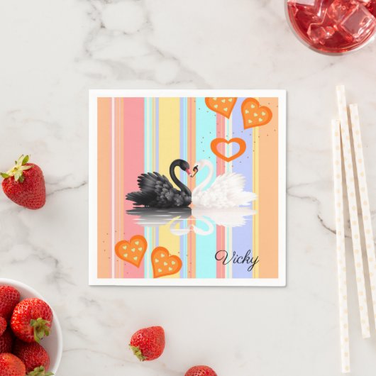 Papierbücher, Streifen, Orangenhörnchen Serviette (Beispiel)