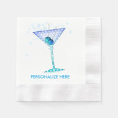 PAPIERCOCKTAIL-NAPKINS, BLAUE MARTINI-DESIGN SERVIETTE (Vorderseite)