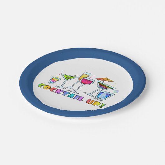 PAPIERcocktail-TELLER - COCKTAIL HERAUF GLÄSER Pappteller (Schrägansicht)