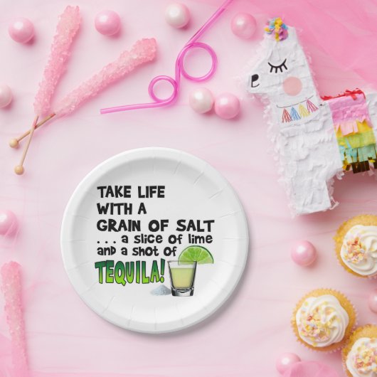 PAPIERcocktail-TELLER - LEBEN, LIMON, SALZ, Pappteller (Party)