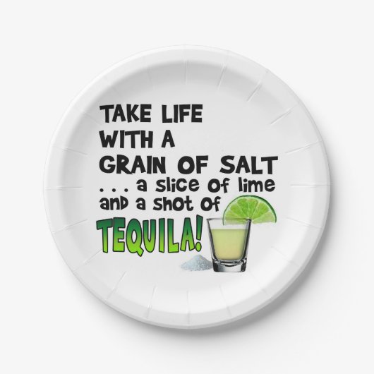 PAPIERcocktail-TELLER - LEBEN, LIMON, SALZ, Pappteller (Vorderseite)