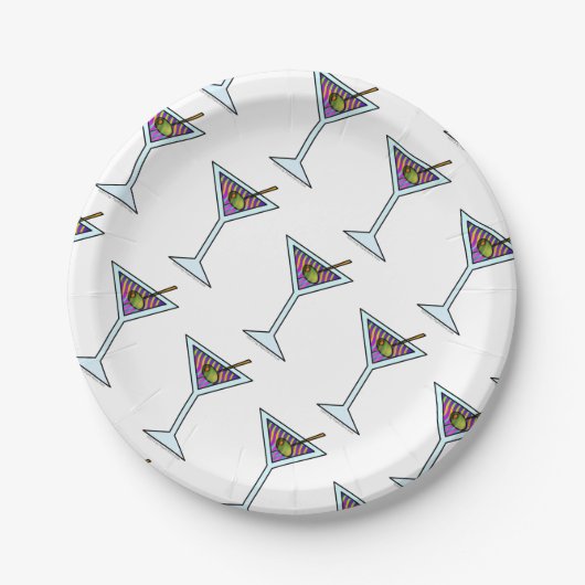 Papiercocktail-Teller - MARTINI-ENTWURF Pappteller (Vorderseite)