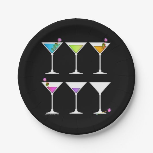 PAPIERcocktail-TELLER - VERSCHWINDENE MARTINIS Pappteller (Vorderseite)