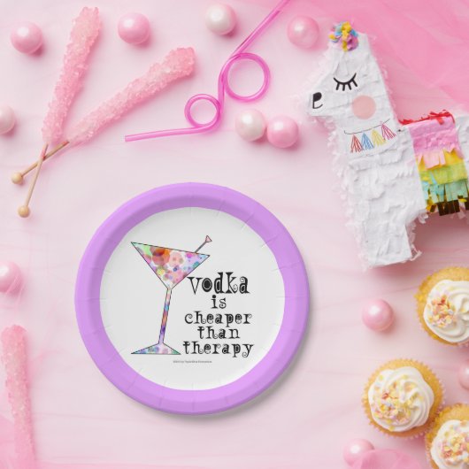 PAPIERCOCKTAIL-TELLER, VODKA, CHEAPER ALS THERAPIE PAPPTELLER (Party)