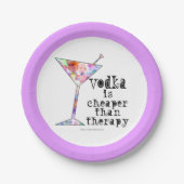 PAPIERCOCKTAIL-TELLER, VODKA, CHEAPER ALS THERAPIE PAPPTELLER (Vorderseite)