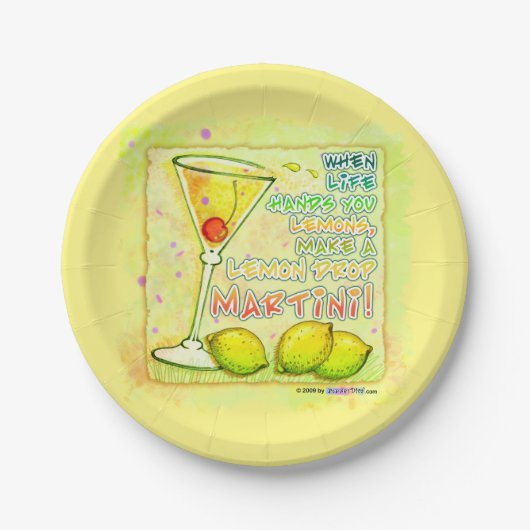 PAPIERcocktail-TELLER - ZITRONEN-TROPFEN MARTINI Pappteller (Vorderseite)