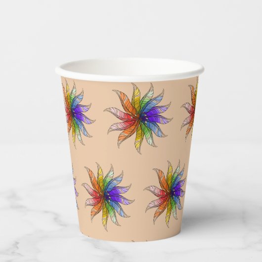 Papiercup - Federfarbrad Pappbecher (Vorderseite)